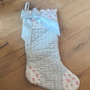 Floral Quilted Christmas Stocking with Bow